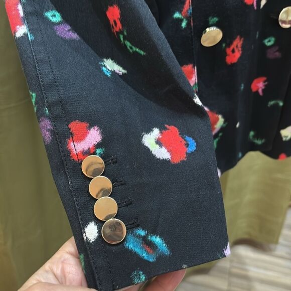 Derek Lam Black and Red Heart Pattern Blazer, US4 - Picture 5 of 13